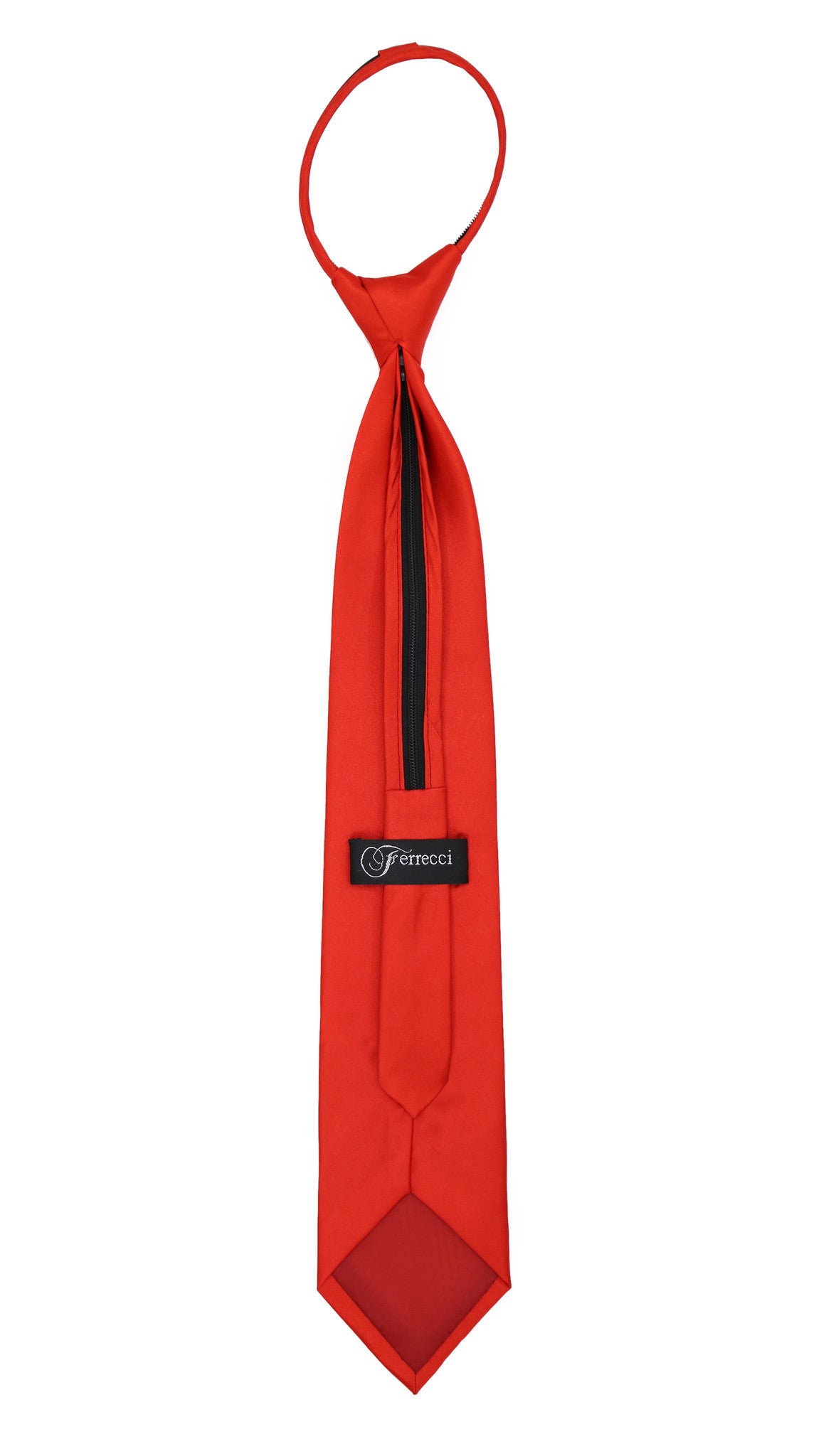 Satine Red Zipper Tie with Hankie Set