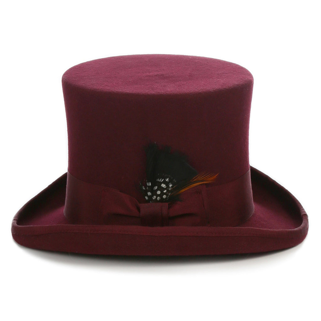 Burgundy Wool Felt Top Hat for Men & Women | Ferrecci