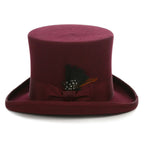 Burgundy Wool Felt Top Hat for Men & Women | Ferrecci