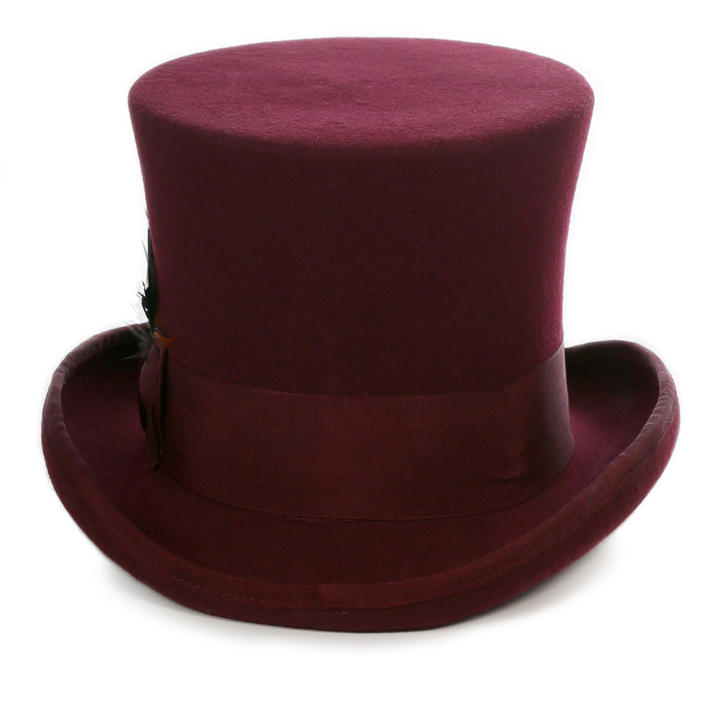 Burgundy Wool Felt Top Hat for Men & Women | Ferrecci