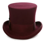Burgundy Wool Felt Top Hat for Men & Women | Ferrecci