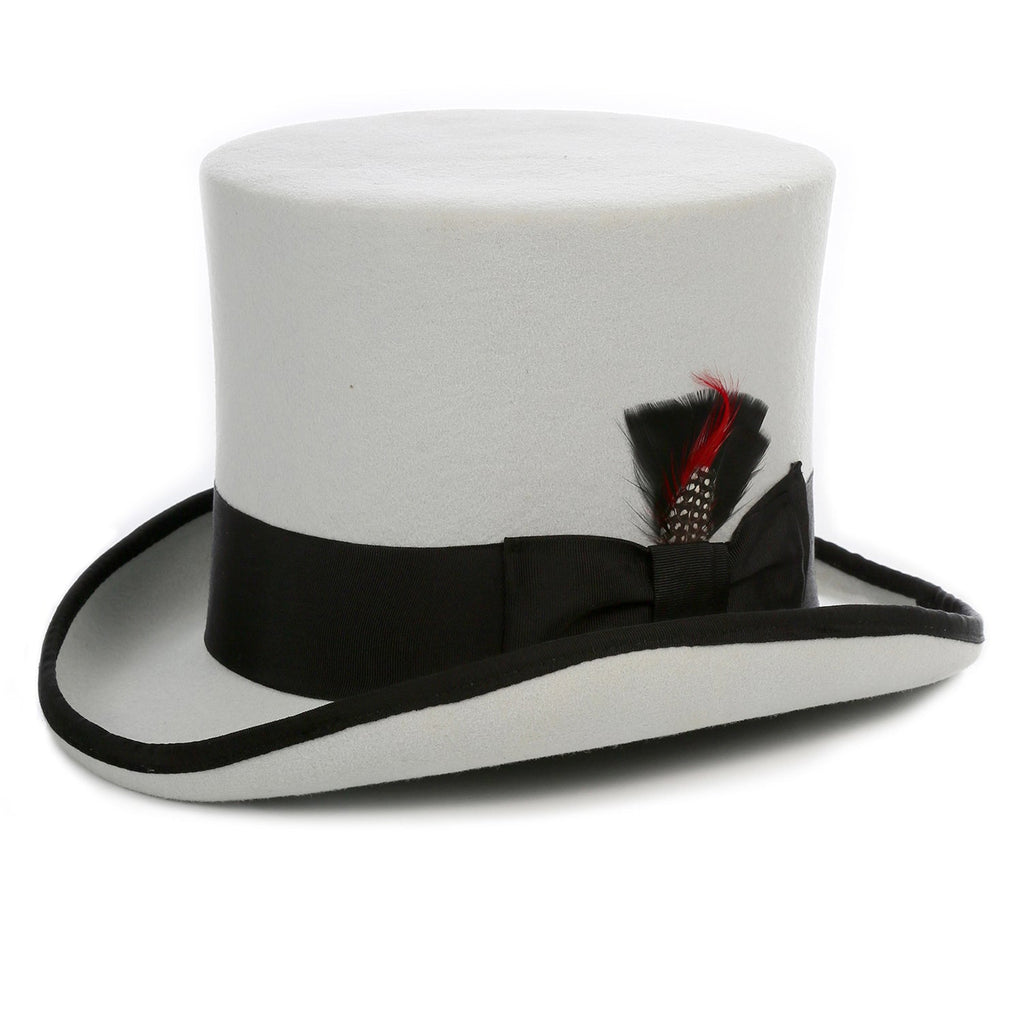 Grey & Black Wool Felt Top Hat for Men & Women | Ferrecci