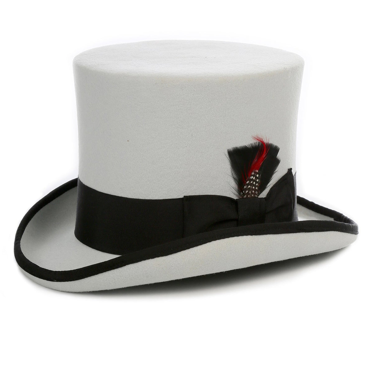 Grey & Black Wool Felt Top Hat for Men & Women | Ferrecci