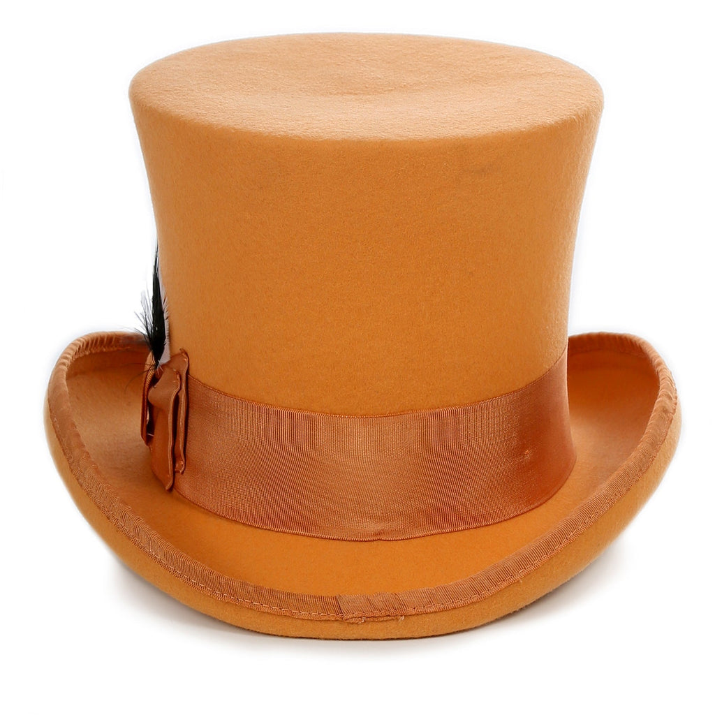 Orange Wool Felt Top Hat for Men & Women | Ferrecci