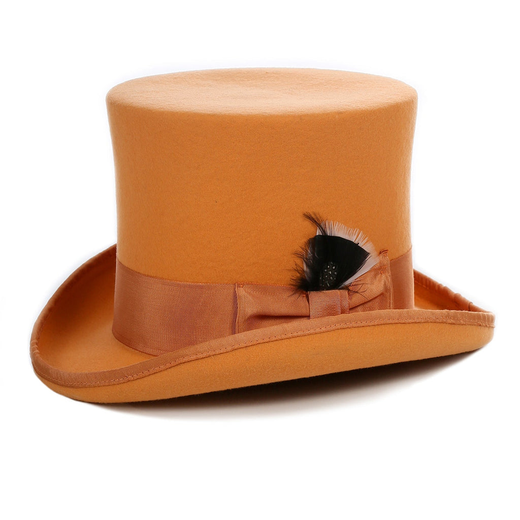 Orange Wool Felt Top Hat for Men & Women | Ferrecci
