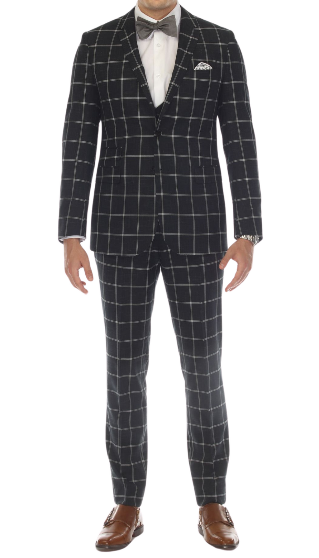 Copper Hunter Green Mens 2 Button Slim Notch Lapel Suit With Pick Stiching "U" Shaped Vest Double Breasted Vest - 36R/30W