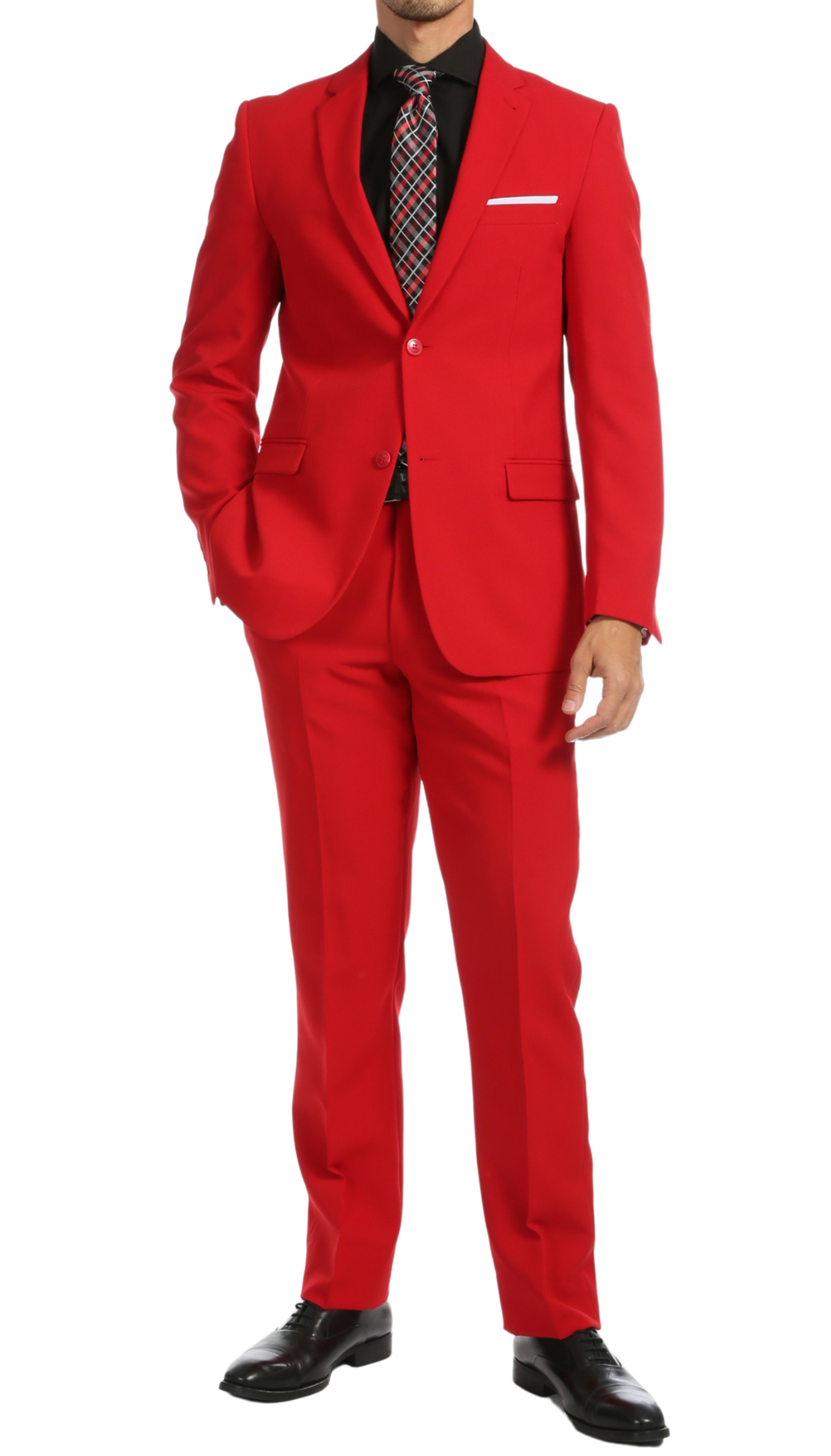 Paul Lorenzo Men's Red Slim Fit 2-Piece Suit - Notch Lapel, Flat Front Pants