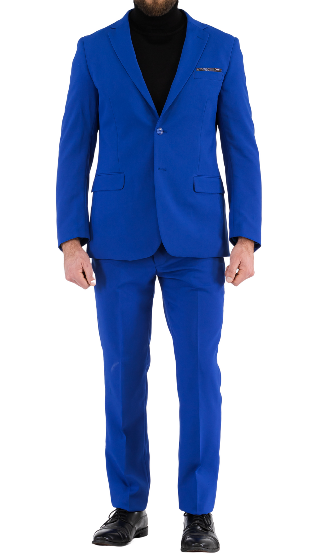Paul Lorenzo Men's Royal Blue Slim Fit 2-Piece Suit - Notch Lapel, Flat Front Pants