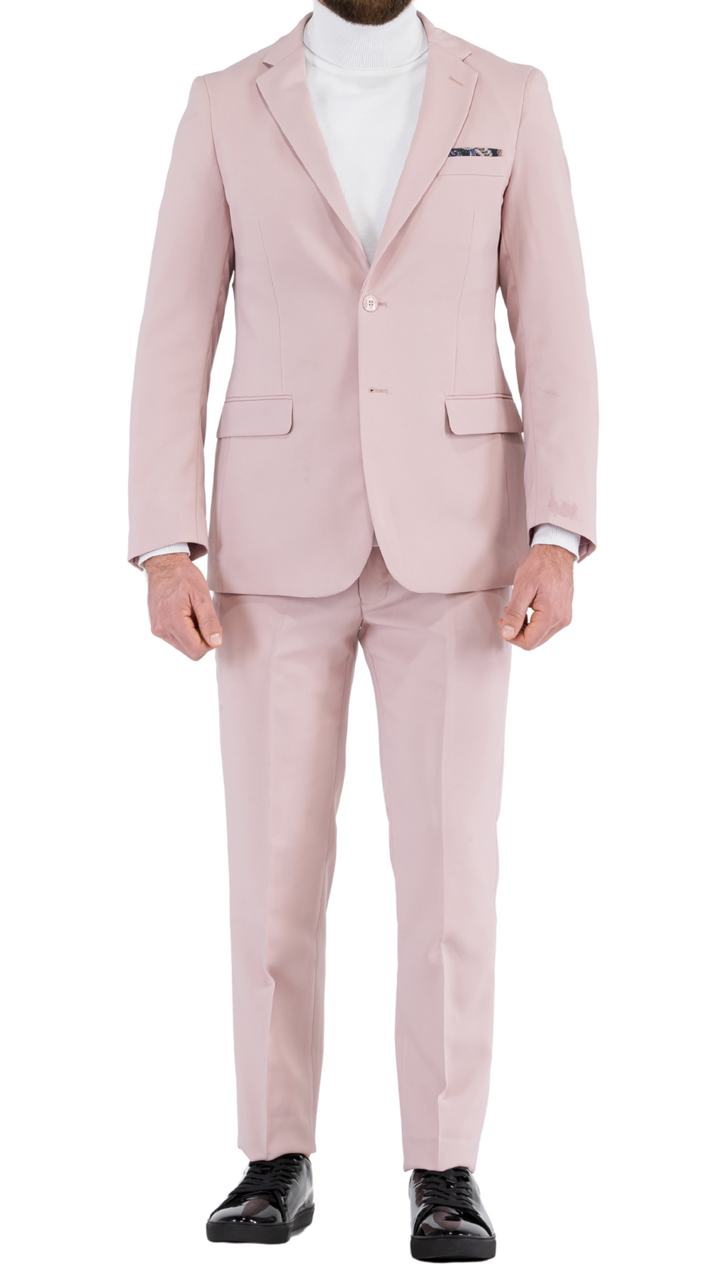 Paul Lorenzo Men's Pale Mauve Slim Fit 2-Piece Suit - Notch Lapel, Flat Front Pants