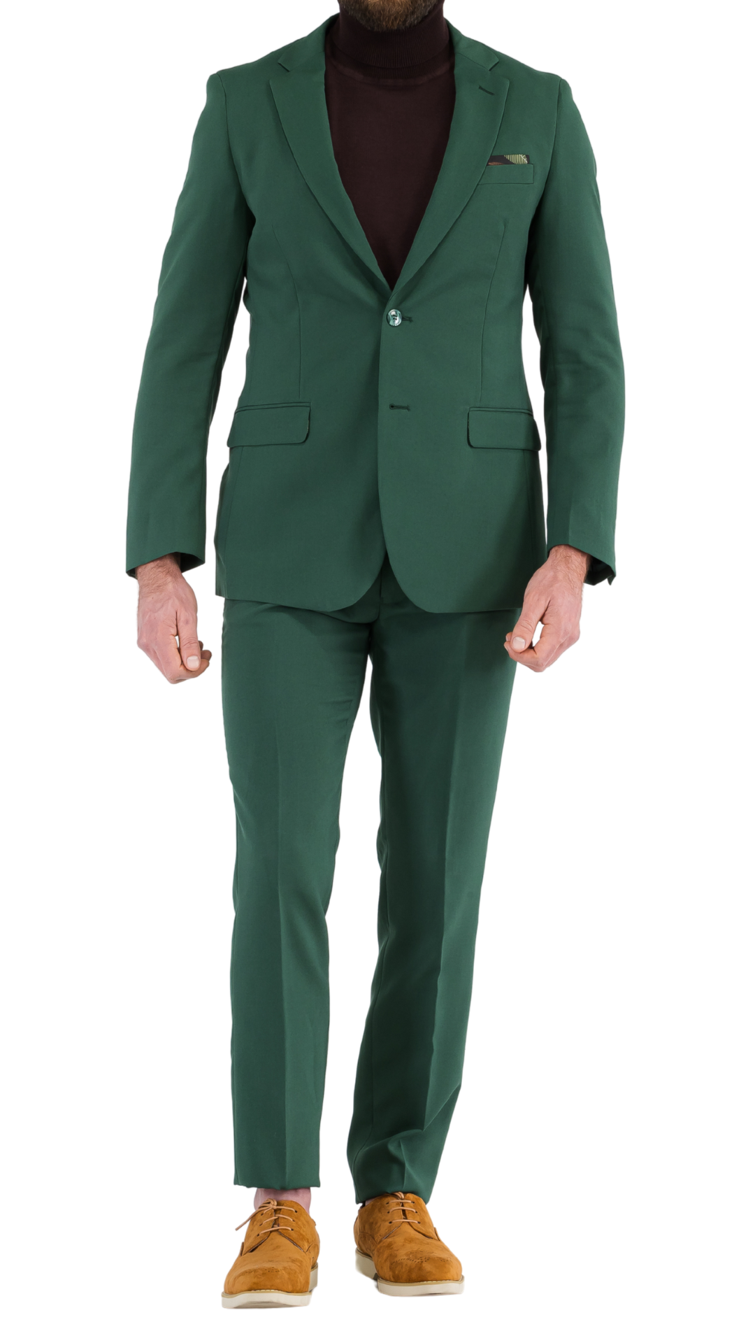 Paul Lorenzo Men's Hunter Green Slim Fit 2-Piece Suit - Notch Lapel, Flat Front Pants