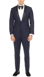 Ferrecci Men's Reno Navy / Navy Slim Fit Shawl Lapel 2 Piece Tuxedo Suit Set