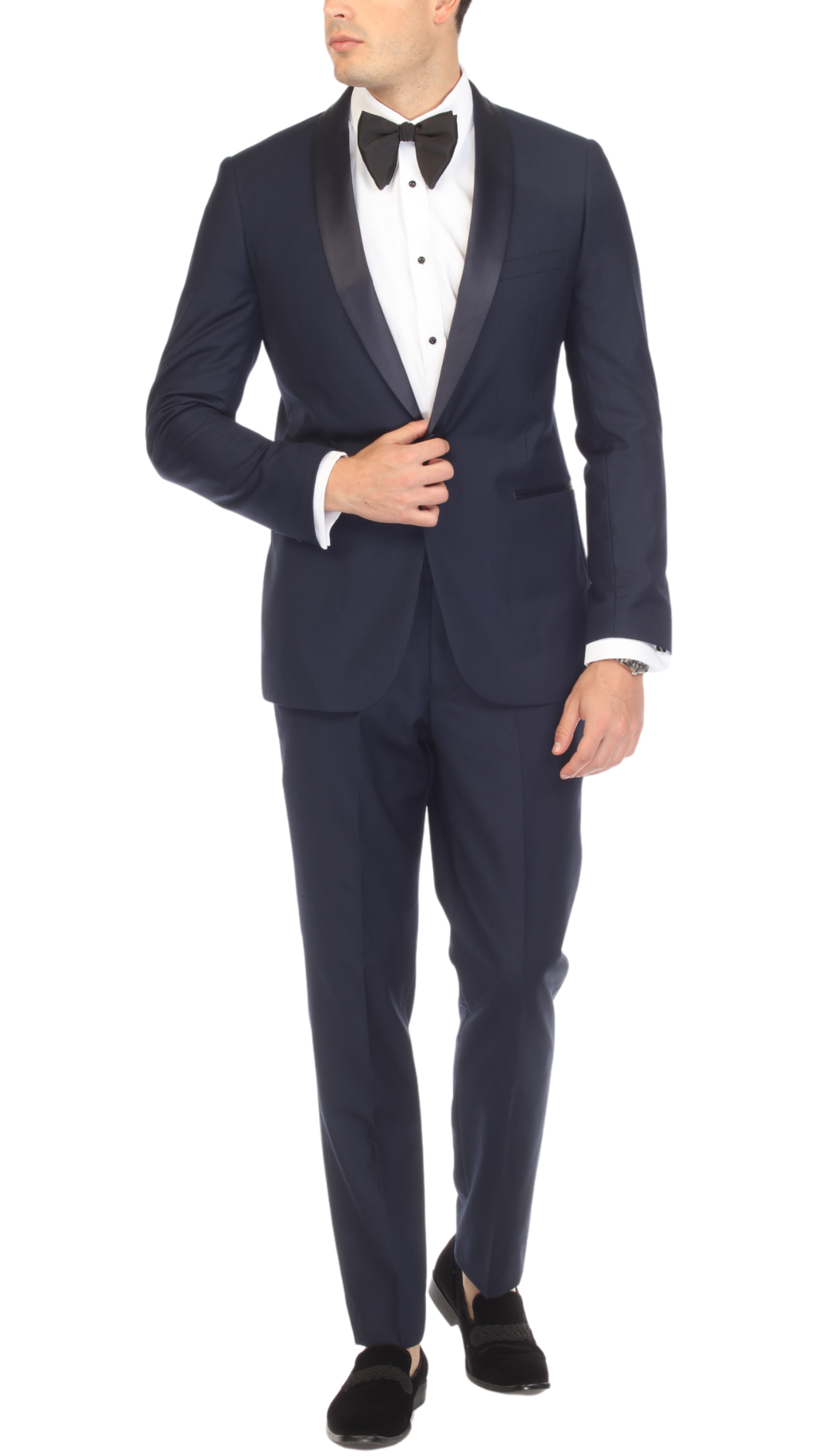 Ferrecci Men's Reno Navy / Navy Slim Fit Shawl Lapel 2 Piece Tuxedo Suit Set