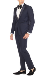 Ferrecci Men's Reno Navy / Navy Slim Fit Shawl Lapel 2 Piece Tuxedo Suit Set