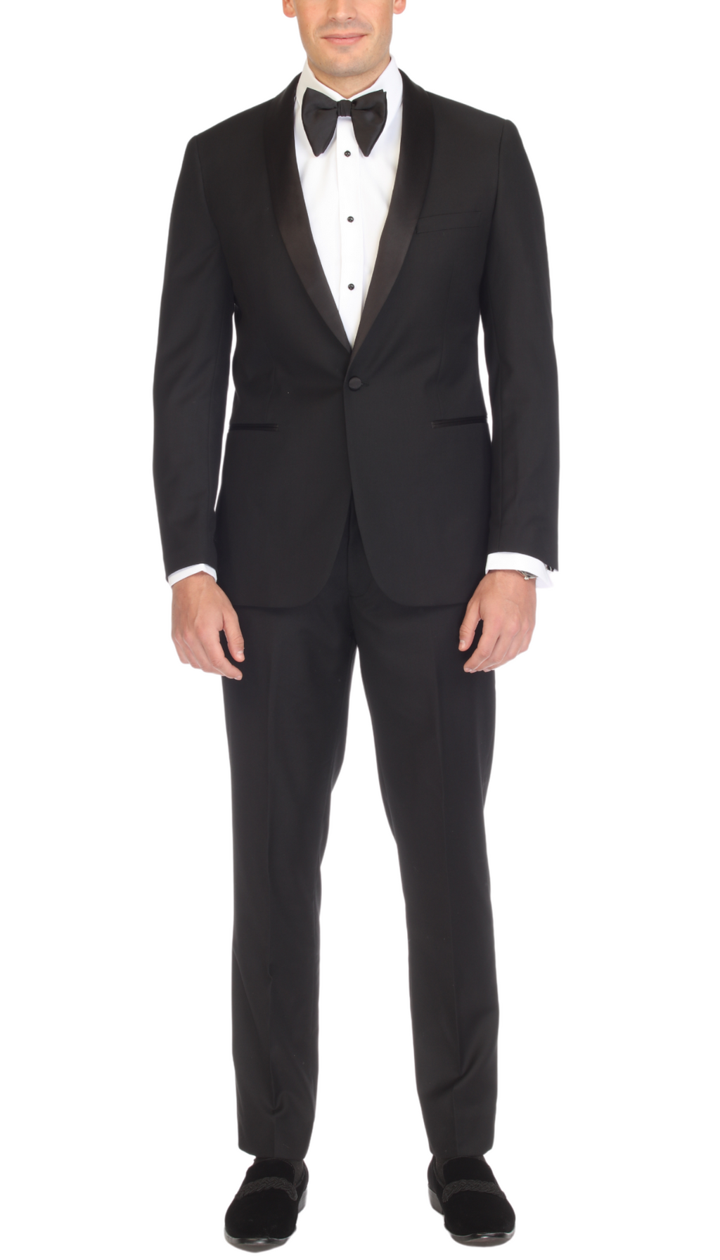 Ferrecci Men's Reno Black Slim Fit Shawl Lapel 2 Piece Tuxedo Suit Set