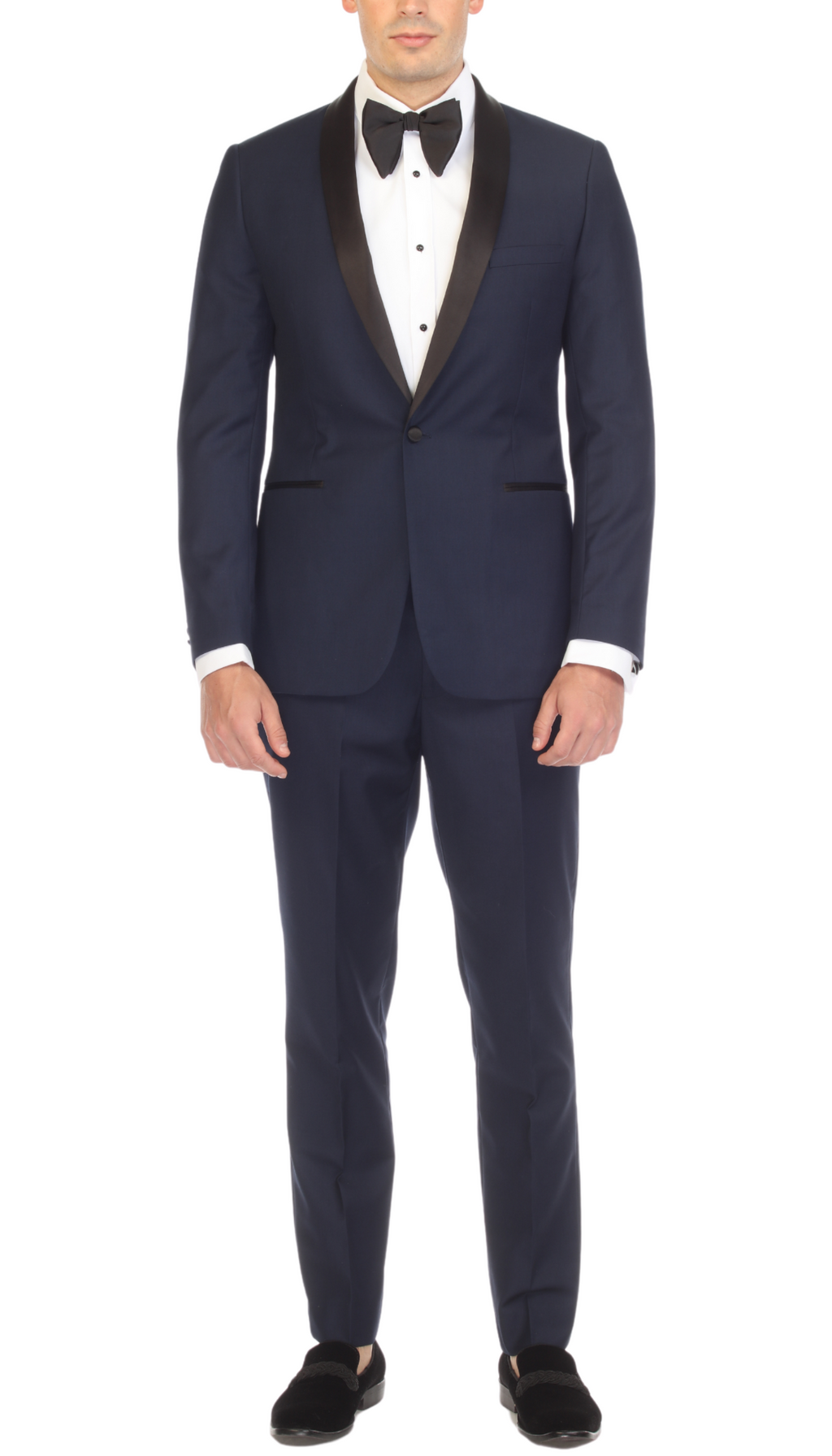 Ferrecci Men's Reno Navy / Black Slim Fit Shawl Lapel 2 Piece Tuxedo Suit Set