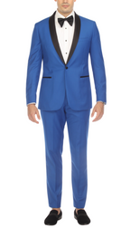 Ferrecci Men's Reno Royal Blue Slim Fit Shawl Lapel 2 Piece Tuxedo Suit Set