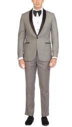 Ferrecci Men's Reno Grey Slim Fit Shawl Lapel 2 Piece Tuxedo Suit Set