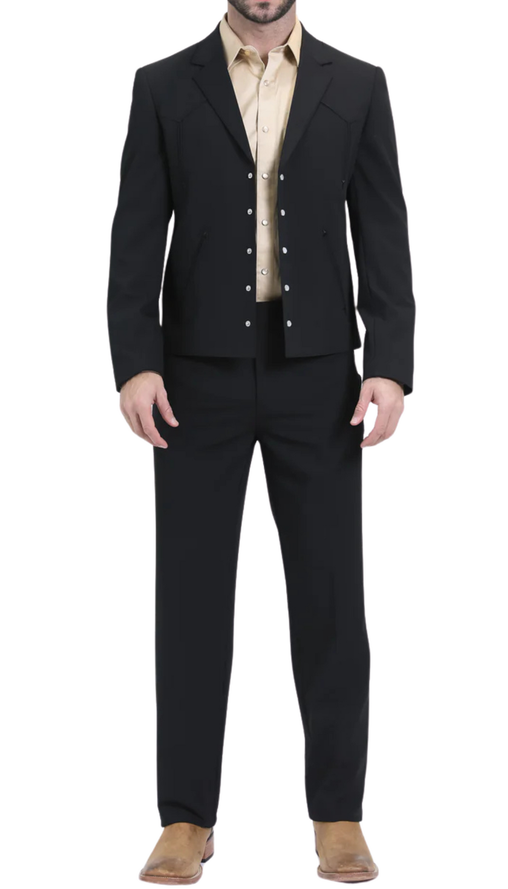 Men's Western Suit 2-Piece Set – Black | Western Yoke | Ferrecci