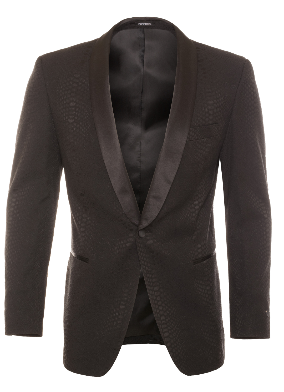 Ferrecci Ash All Black Snake Skin Tuxedo Blazer