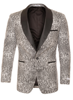 Ferrecci Ash Black and White Snake Skin Tuxedo Blazer