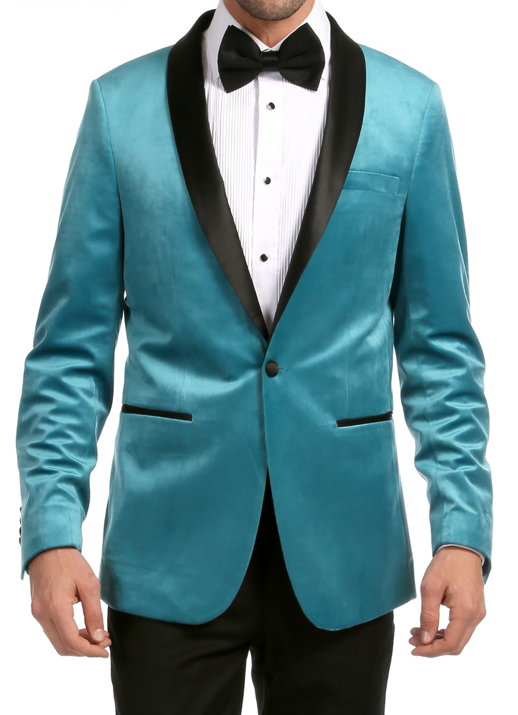 Ferrecci Men's Turquoise Velvet Tuxedo Jacket – Slim Fit Shawl Lapel Dinner Jacket