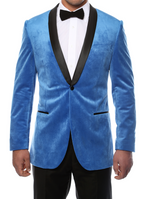 Ferrecci Men's Royal Blue Velvet Tuxedo Jacket – Slim Fit Shawl Lapel Dinner Jacket