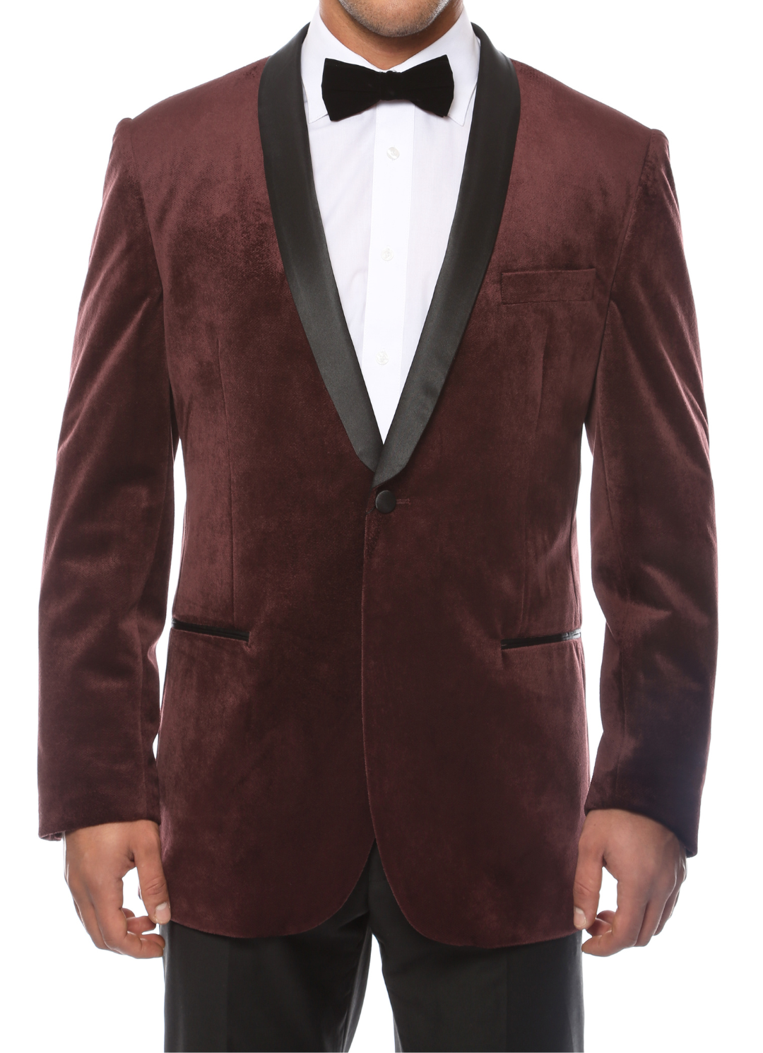 Ferrecci Men's Enzo Burgundy Velvet Slim Fit Shawl Lapel Tuxedo Blazer