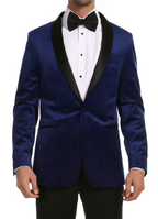Ferrecci Men's Indigo Velvet Tuxedo Jacket – Slim Fit Shawl Lapel Dinner Jacket