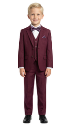 Ferrecci Boys Burgundy 5-Piece Suit Set – Formal Kids Suit (JAX JR)
