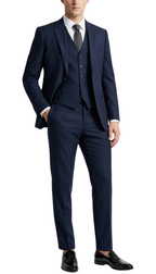 JAX Men's Navy Blue 3-Piece Slim Fit Suit – 2-Button Notch Lapel