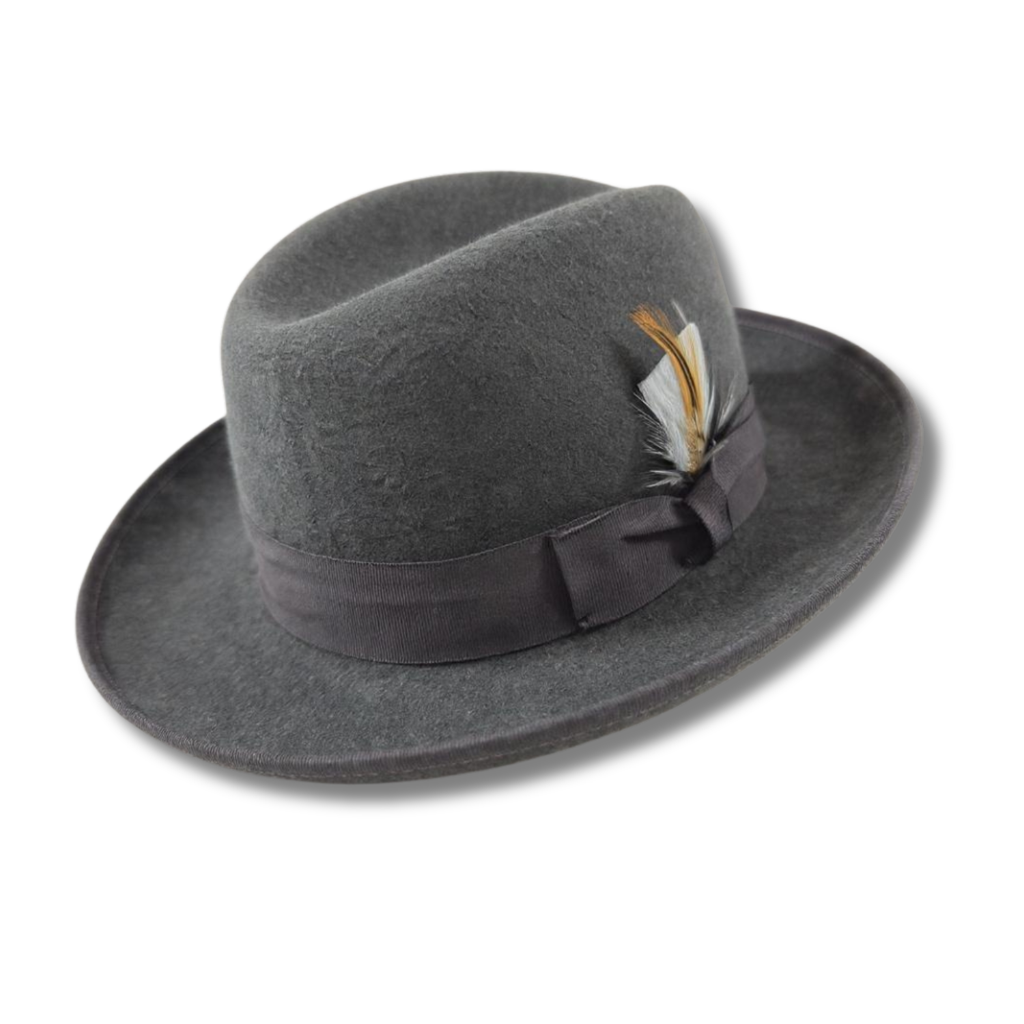 Ferrecci Charcoal Wool Felt Homburg Godfather Hat