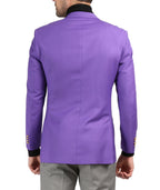 Men's Warwick Gold Button Slim Fit Purple Blazer