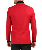 Men's Warwick Gold Button Slim Fit Red Blazer