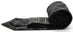 Mens Dads Classic Black Stripe Pattern Business Casual Necktie & Hanky Set Z-1