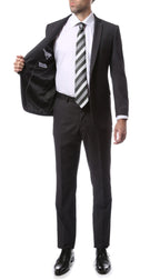 Mens ZNL22S 2pc 2 Button Slim Fit Charcoal Grey Zonettie Suit
