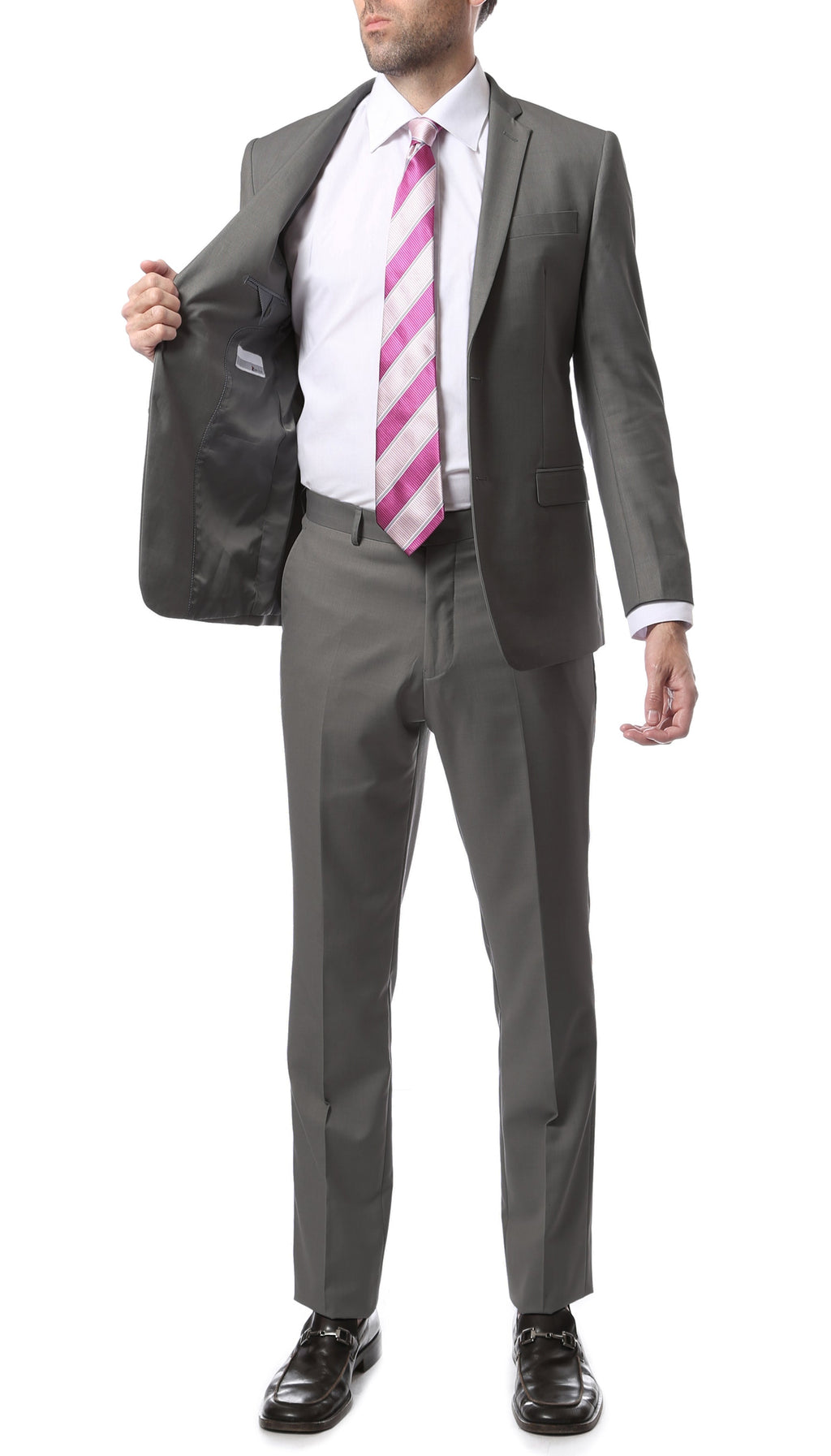 Mens ZNL22S 2pc 2 Button Slim Fit Grey Zonettie Suit