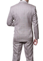Zillo Sierra Tan 3pc Vested Slim Fit Plaid Suit