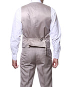 Zillo Sierra Tan 3pc Vested Slim Fit Plaid Suit