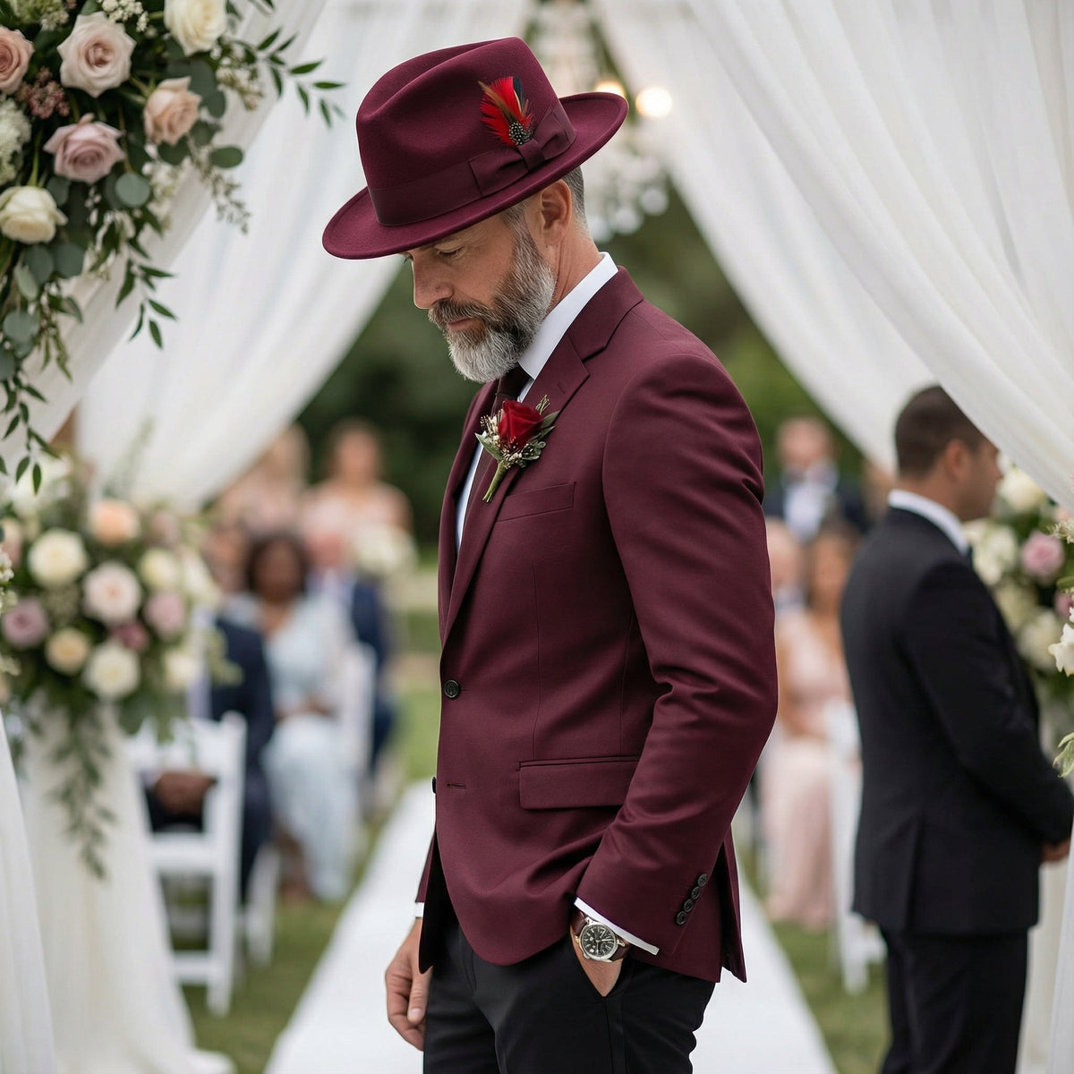 Burgundy Crushable Wool Felt Fedora Hat for Men – 100% Australian Wool
