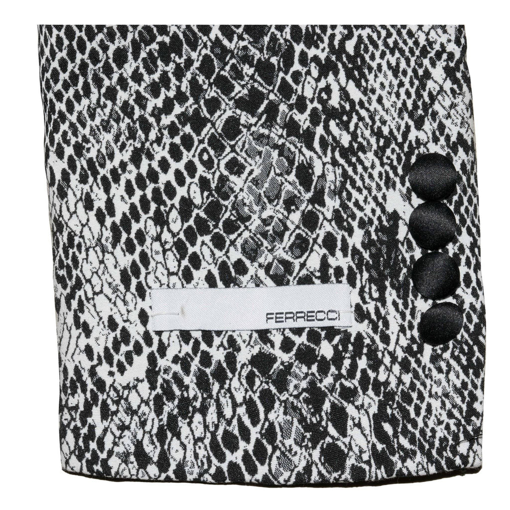 Ferrecci Ash Black and White Snake Skin Tuxedo Blazer