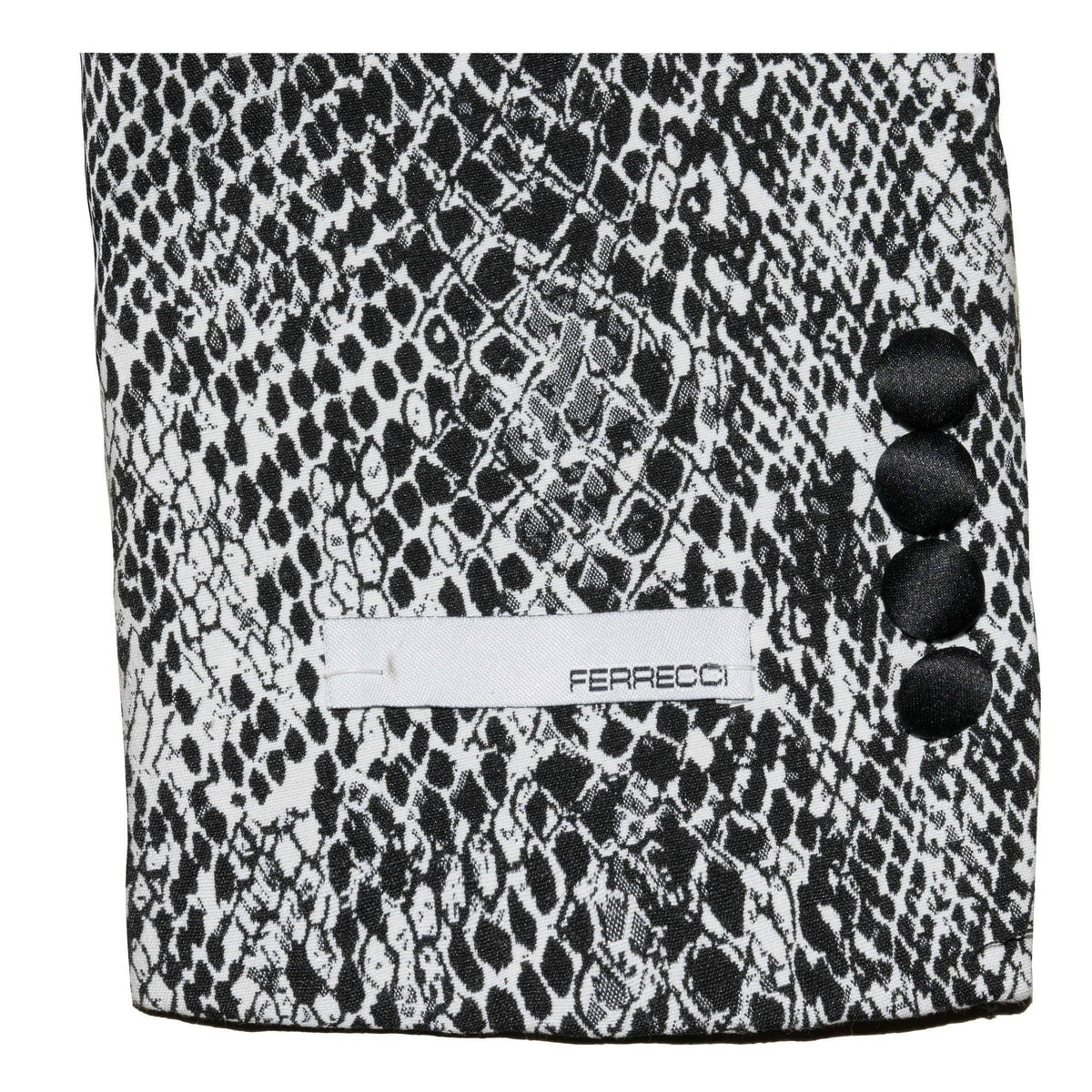 Ferrecci Ash Black and White Snake Skin Tuxedo Blazer