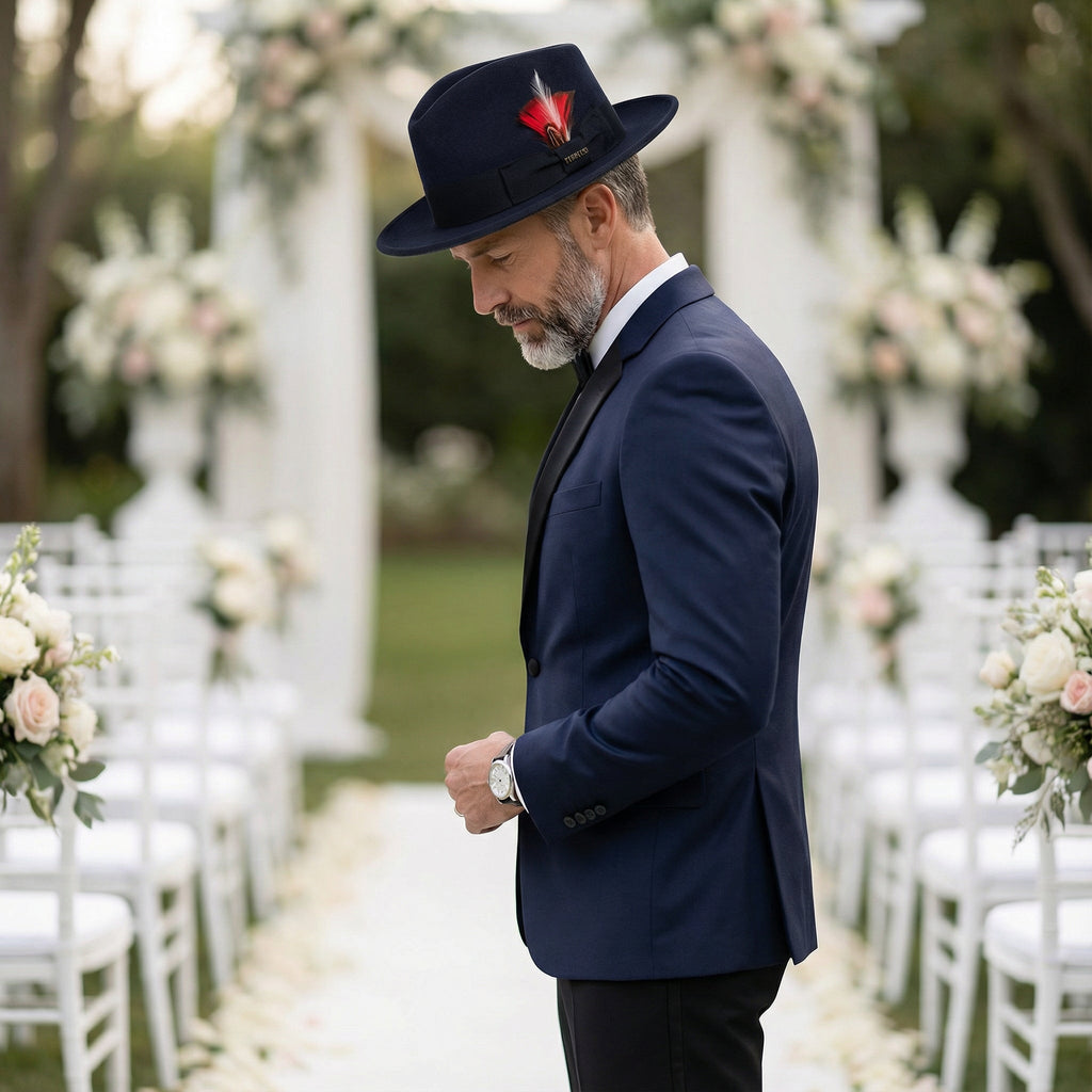Navy Blue Crushable Wool Felt Fedora Hat for Men – 100% Australian Wool