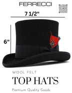 Black Wool Felt Top Hat for Men & Women | Ferrecci