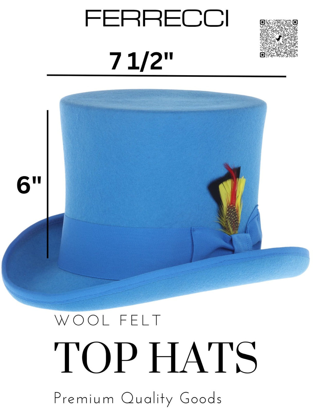 Sky Blue Wool Top Hat