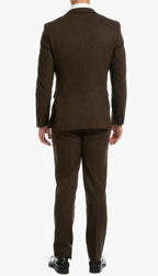 Bradford Cognac Slim Fit 3 Piece Tweed Suit Notch.