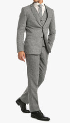 Bradford Grey Slim Fit 3 Piece Tweed Suit H-1