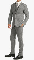 Bradford Grey Slim Fit 3 Piece Tweed Suit H-1