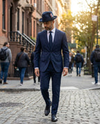 Ferrecci Navy Wool Felt Homburg Godfather Hat
