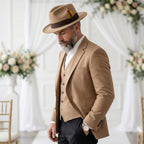 Beige Melange Crushable Wool Felt Fedora Hat for Men – 100% Australian Wool