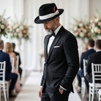 Crushable Black/White 100% Australian Wool Fedora Hat